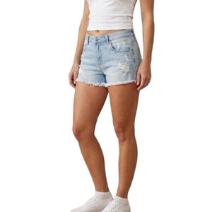 Forever 21 Denim Jean Shorts Ripped Grunge Cutoffs 28 6 Blue Western Cowgirl